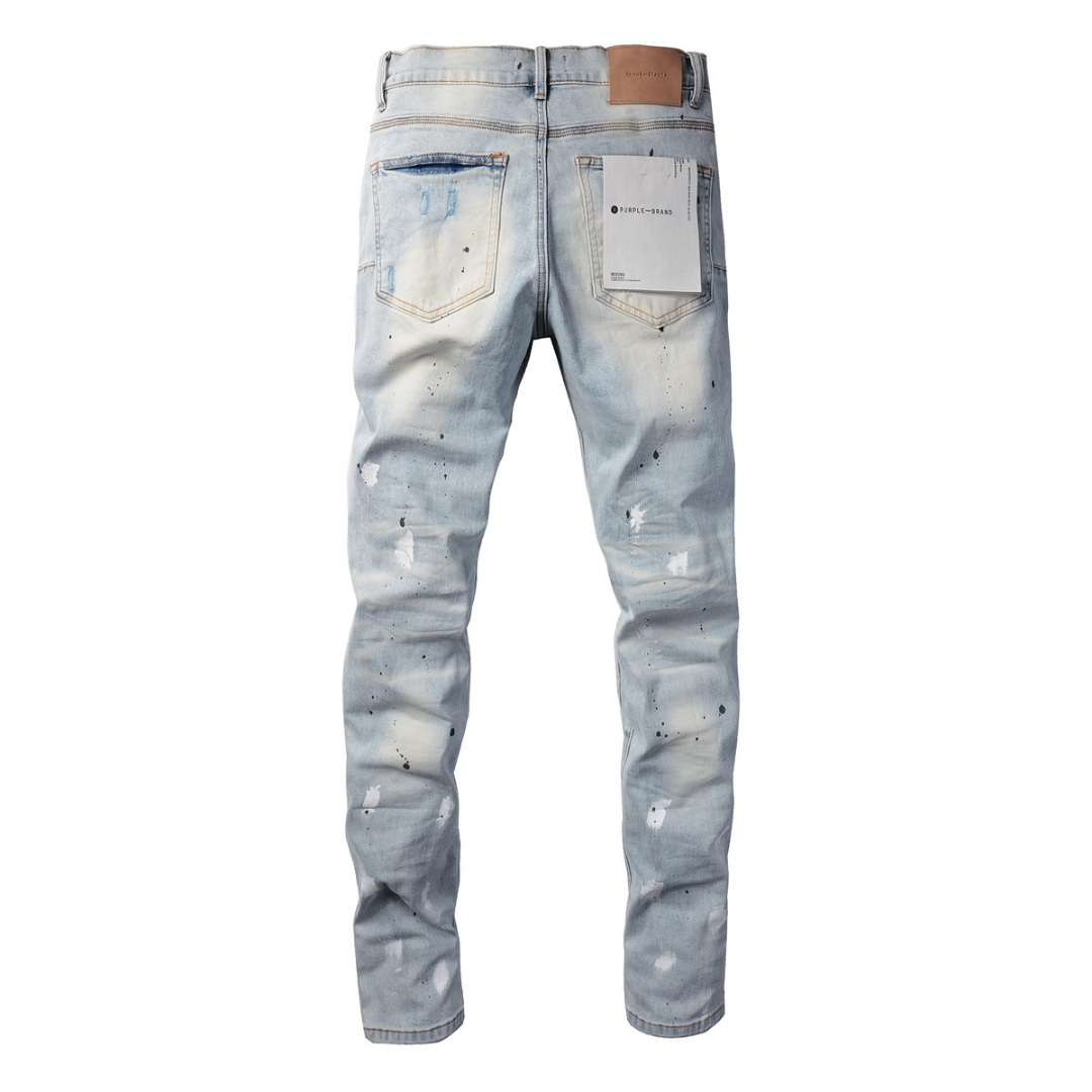 Purple Paint Light Blue Jeans