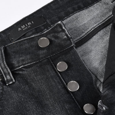 Amr Staggered Red Logo Jeans