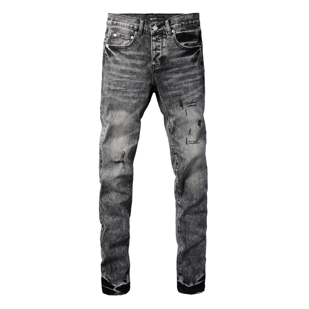 Purple Grey Ripped Jeans