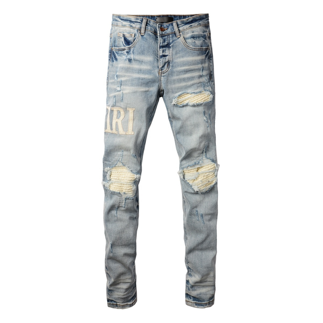 Amr White Patch Jeans