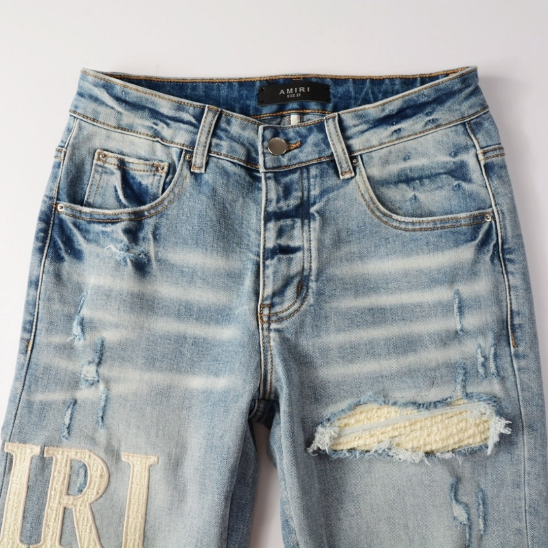 Amr White Patch Jeans