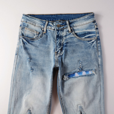 Amr Blue Patch Logo Jeans
