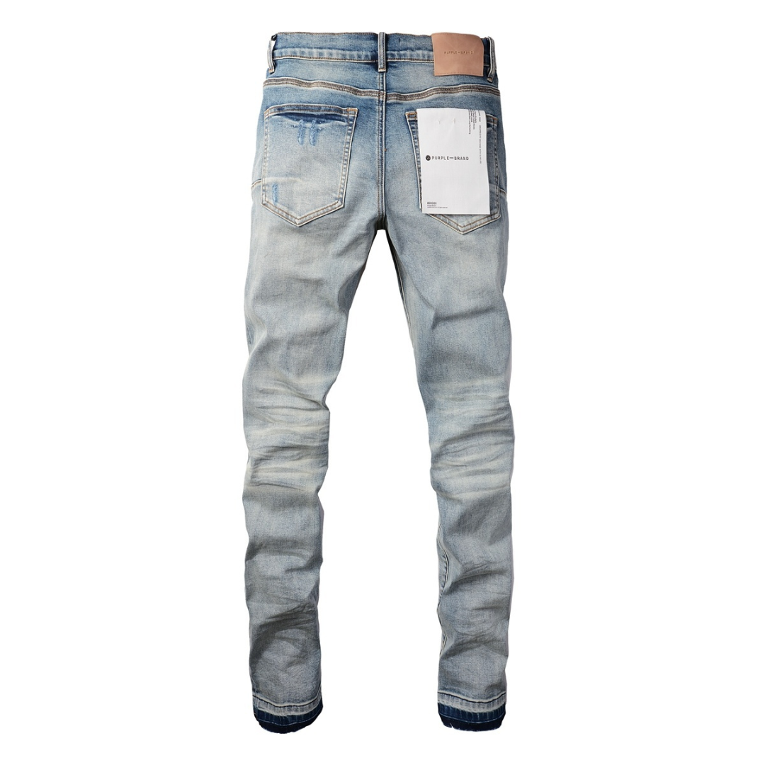 Purple Ripped Blue Jeans