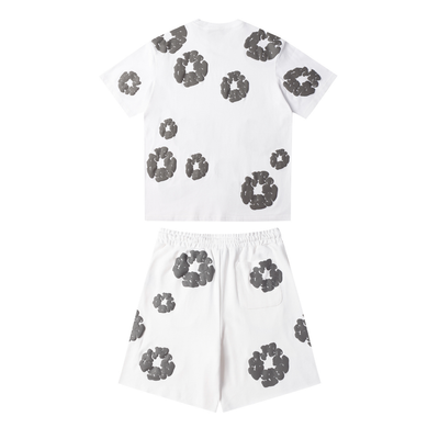 Denim Trs White Grey Short set