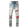 Amr Red Patch Ripped Jeans