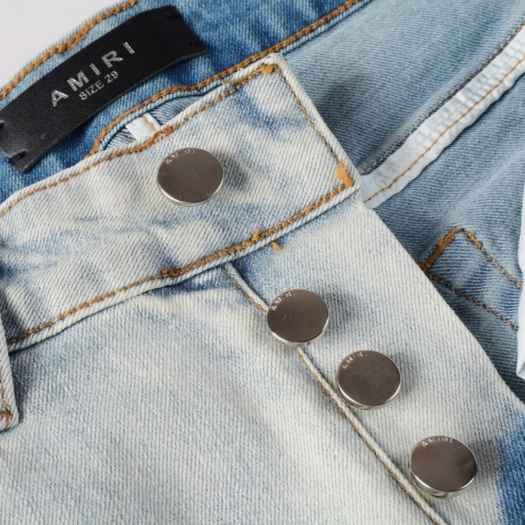 Amr Red Patch Distressed Jeans