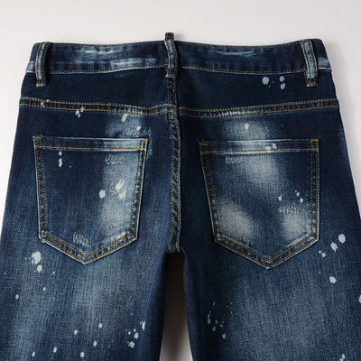 Amr Paint Drip Blue Jeans