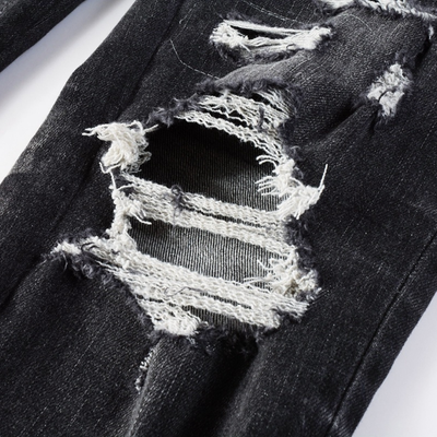 Amr Staggered Logo Black Jeans