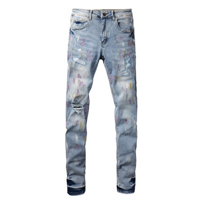Amr Paint Splatter Blue Jeans
