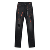 Purple Distressed Paint Jeans