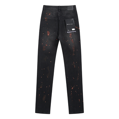 Purple Distressed Paint Jeans