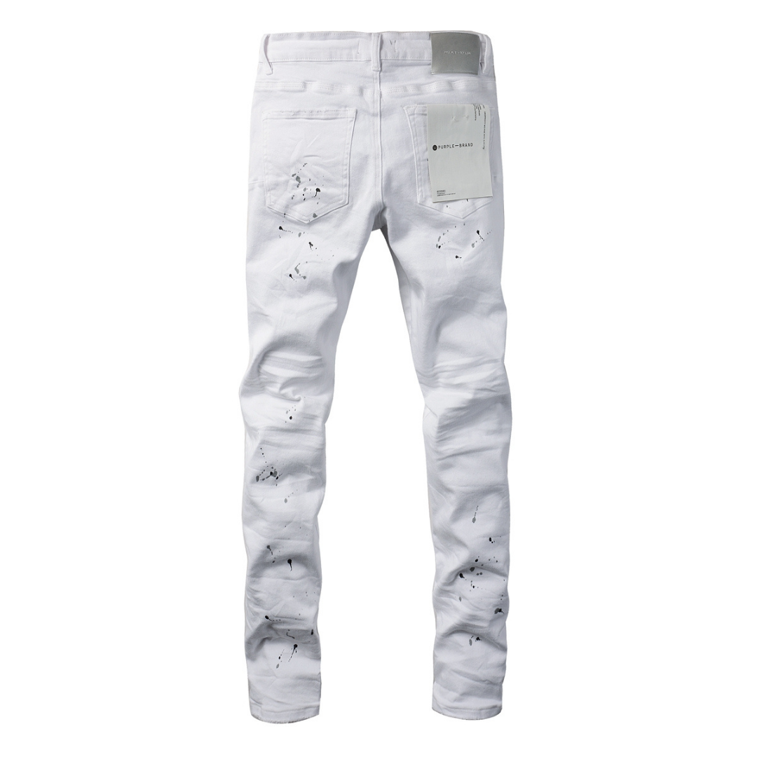 Purple White Paint Jeans
