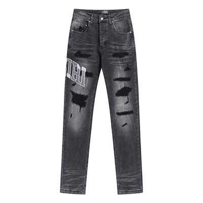 Amr Grey Staggered Logo Jeans